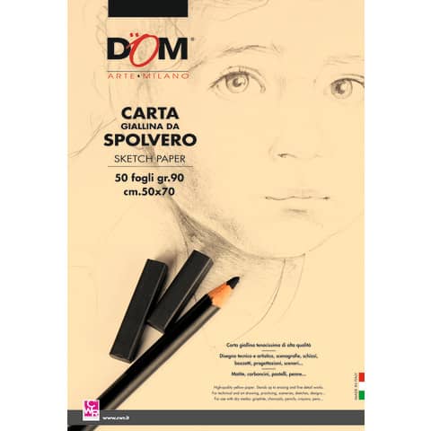 Blocco carta da spolvero DOM giallo tenue 90 g 50x70 cm - 50 fogli - 1034